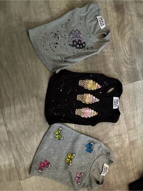 Rock & Candy Girls Tank Tops Set - Gray, Black, Multicolor Prints 3 tank bundle